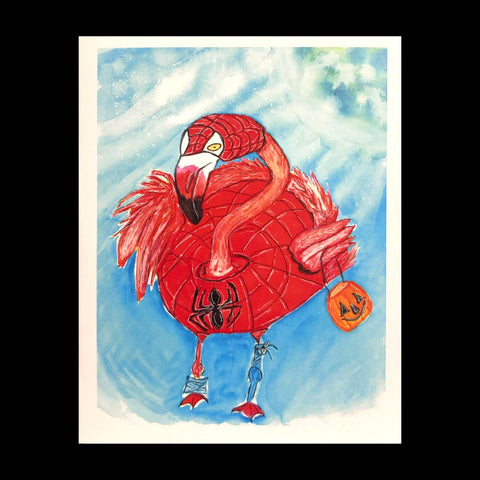 Spider Flamingo Card