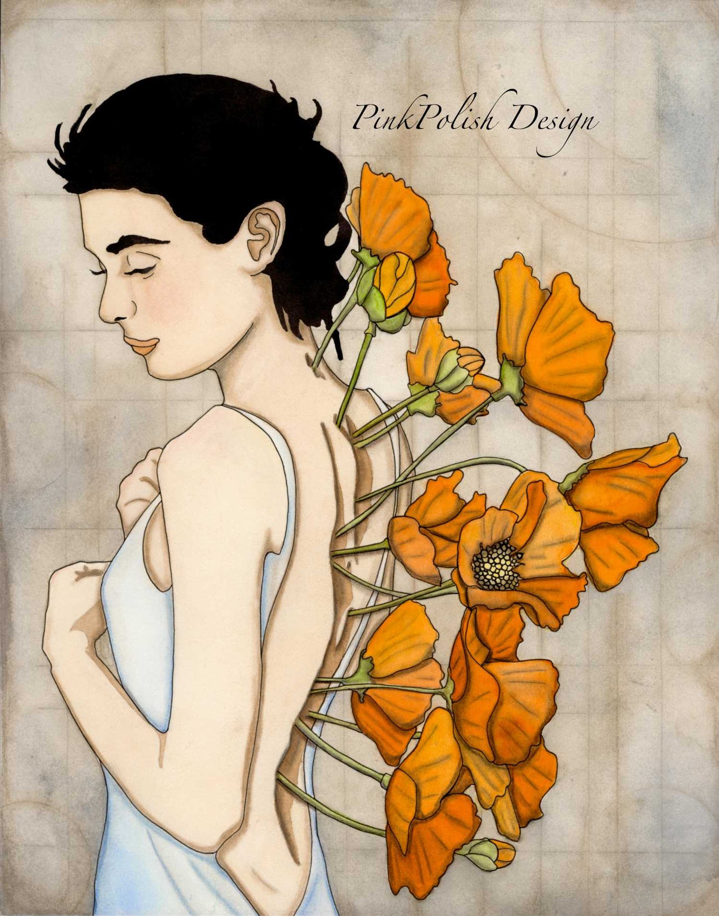 New Growth - 11" x 14" Art Print with Poppies