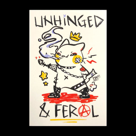 Unhinged and Feral Cat Punk Cute Card