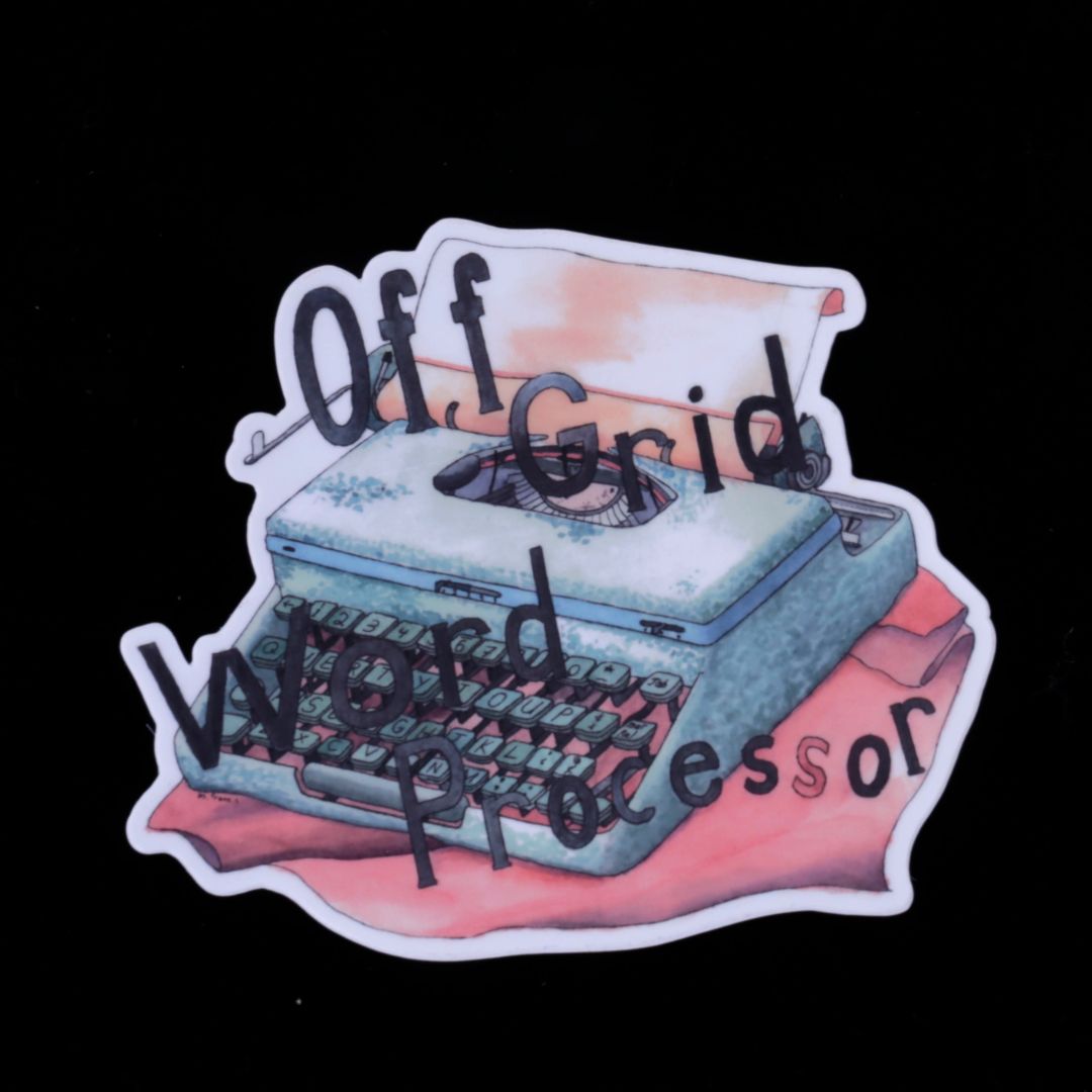 Off Grid Word Processor typewriter sticker
