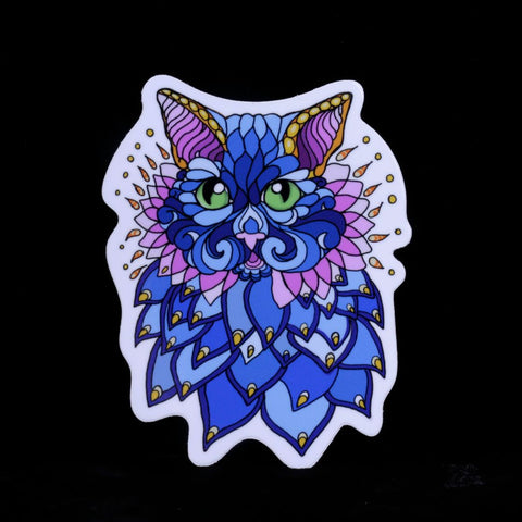 Blue Kaleidoscope Cat Sticker