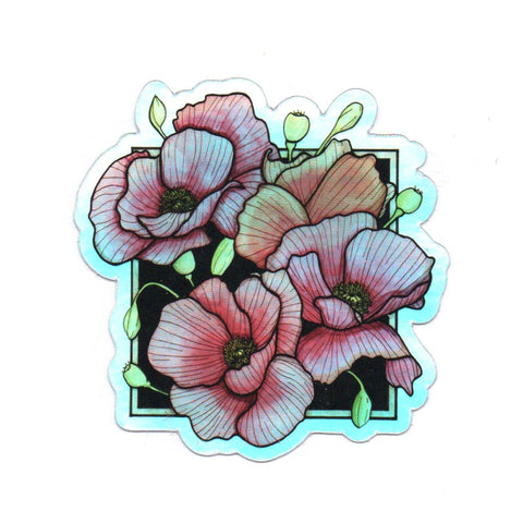 Shiny Poppies Holographic Sticker