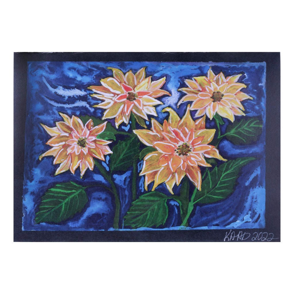 Sunflowers on Black - Watercolor Card
