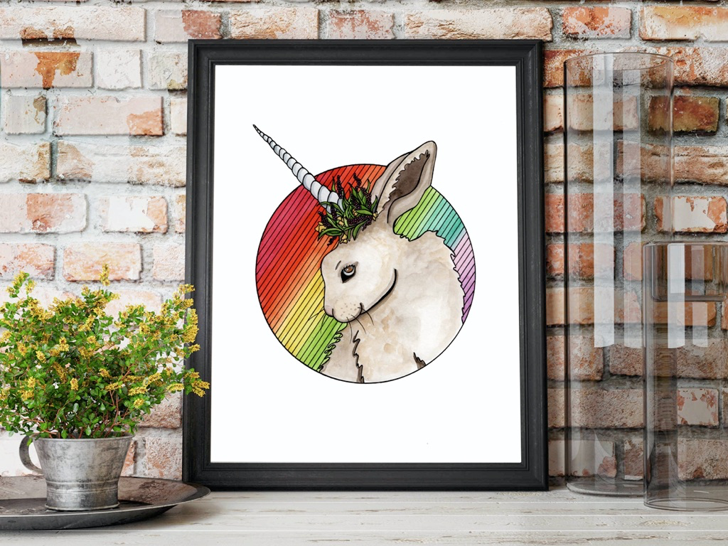 Bunnicorn, 8"x 10" Art Print