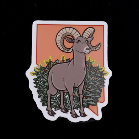 Nevada state Desert Bighorn Sheep and Sagebrush Sticker