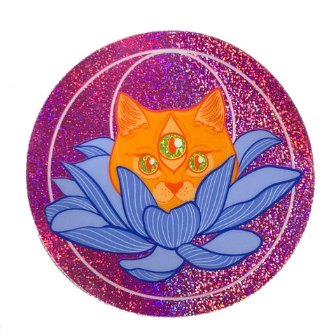 3 eyed Lotus Holo Sparkle Sticker