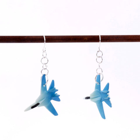Miniature Blue Airplane Novelty Earrings