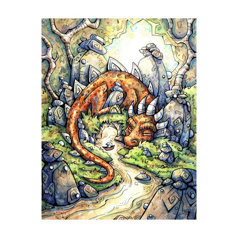 Sleepy Time - Large Postcard with Dragon