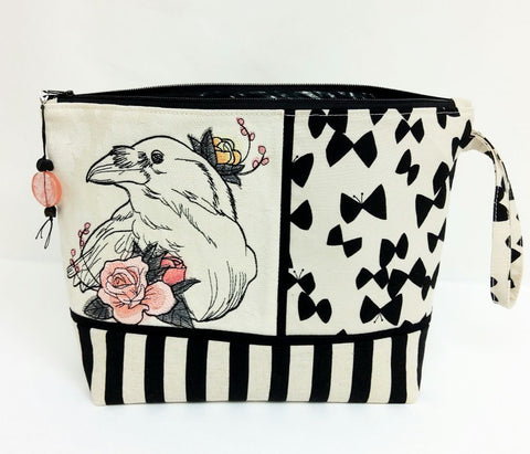 Raven and Moth Zipper Pouch