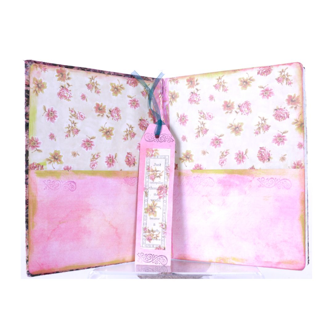 Antique Rose Fabric Covered Lined Journal