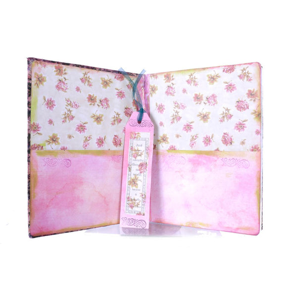 Antique Rose Fabric Covered Lined Journal