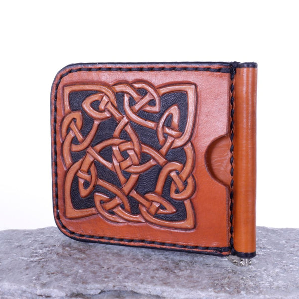 Tooled Leather Money Clip Wallet