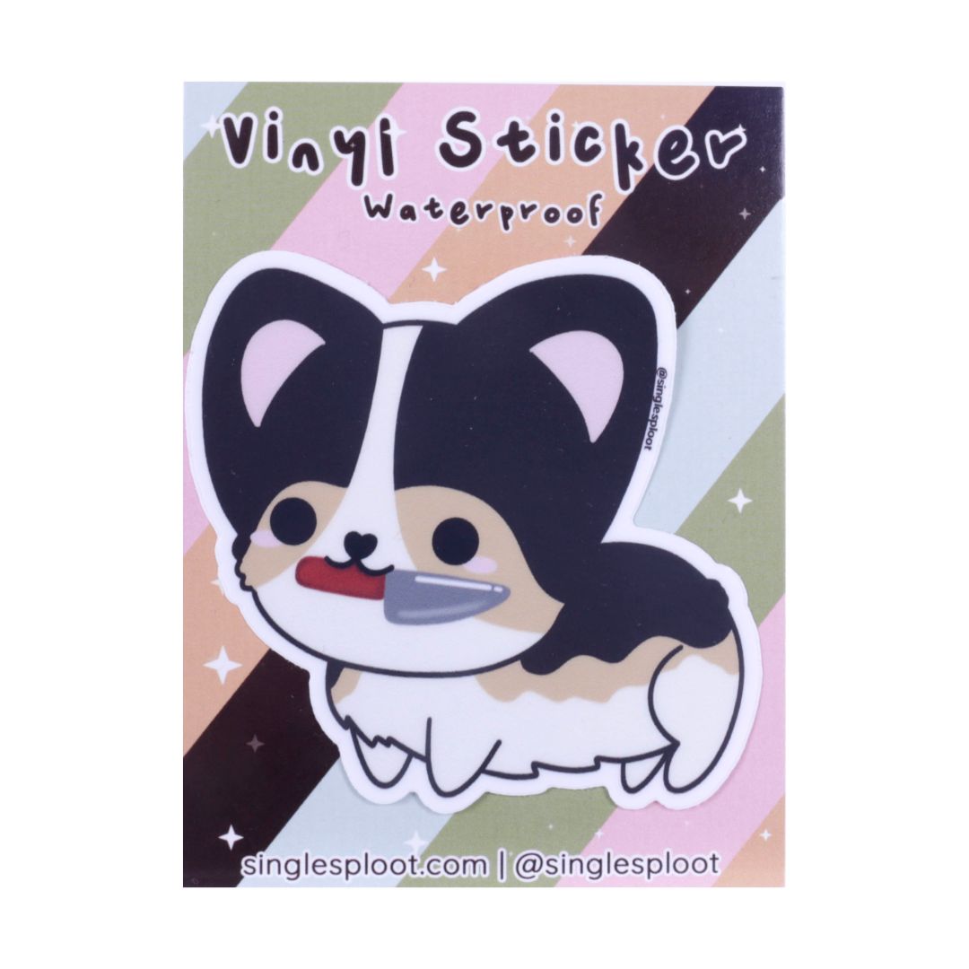 Knife Tri Corgi Sticker