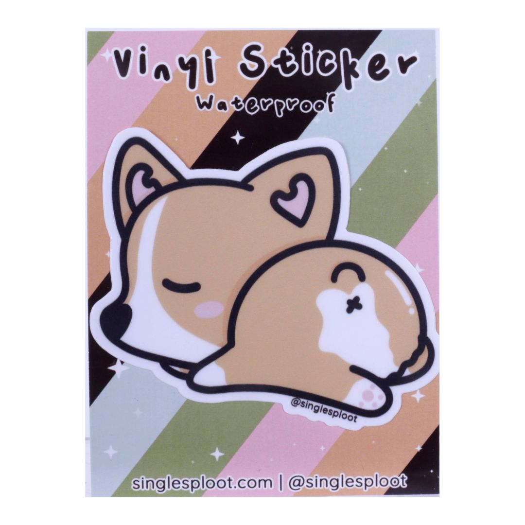 Sleepy Red Corgi Sticker