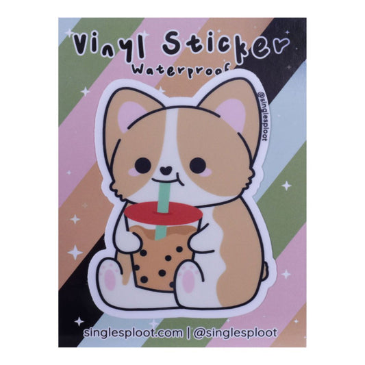 Chunky Boba Corgi Sticker