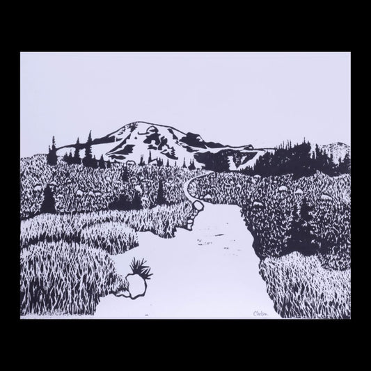 Mount Rainier Block Print