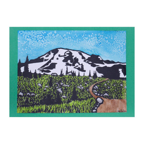 Paradise, Mount Rainier Block Print Card