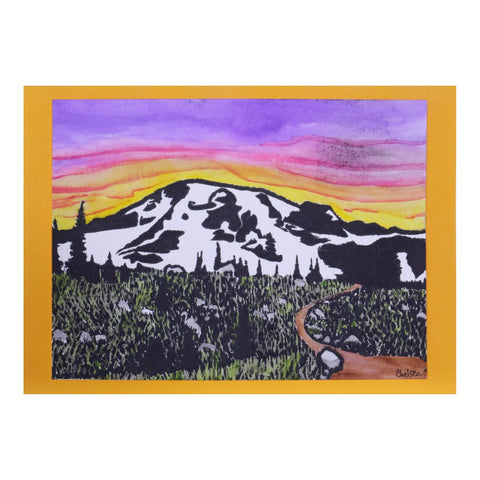 Paradise, Mount Rainier Block Print Card