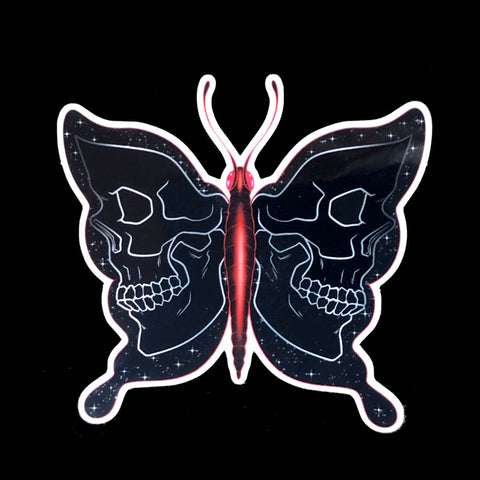 Skull Butterfly  - vinyl sticker clear back
