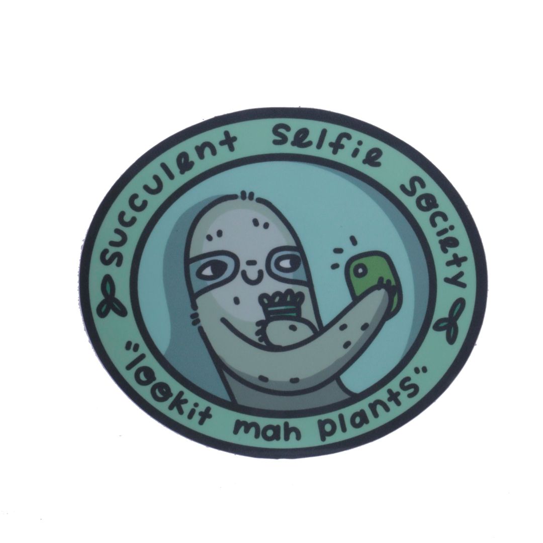 Succulent Selfie Society - Cute Sloth Vinyl Sticker