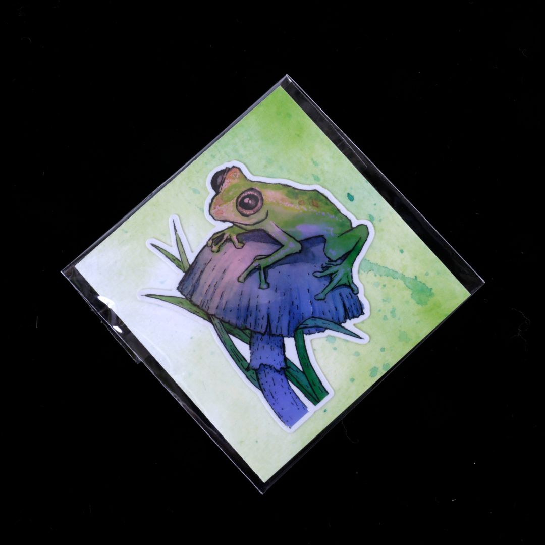Frog and Mushroom Holographic Sticker