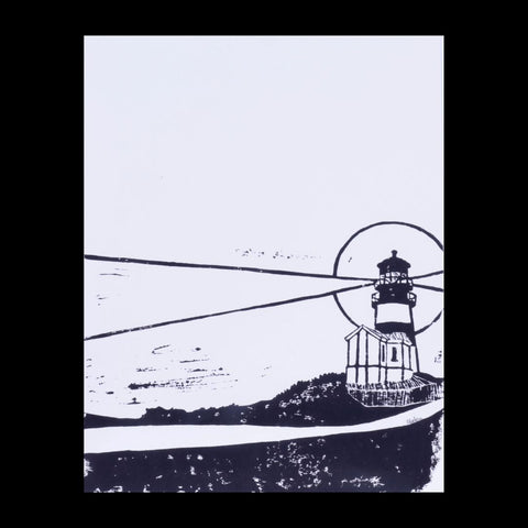 Cape Disappointment Lighthouse Block Print