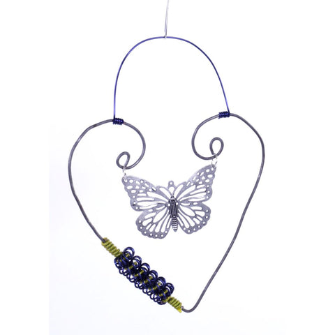 Wire Heart with Butterfly Ornament