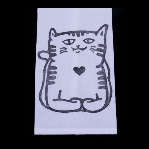Block Print Cat Towel