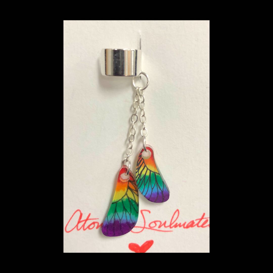 Rainbow Faerie Wings Ear Cuff