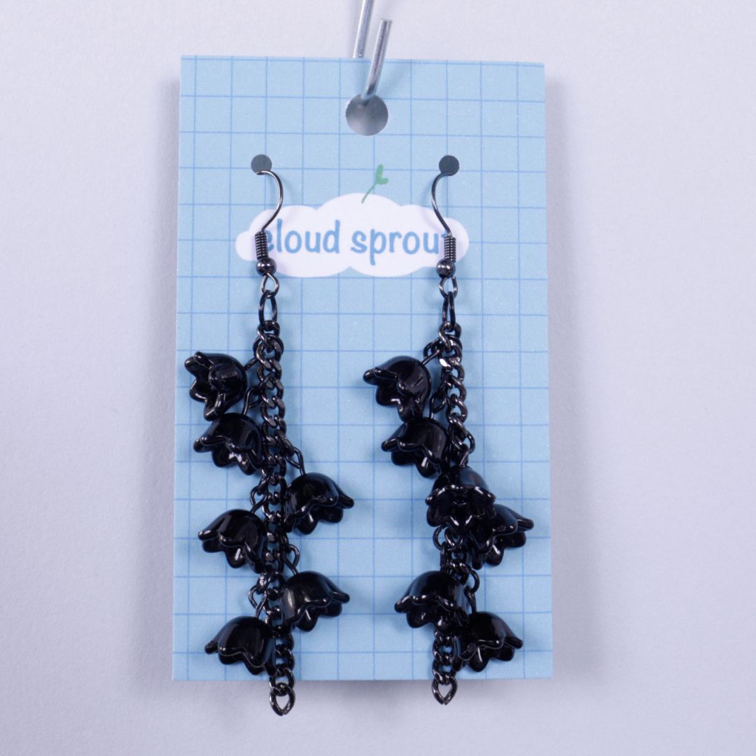 Lily of the Valley Earrings - Black