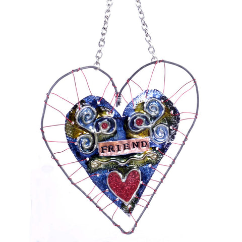 Wire Heart Ornament - Friend