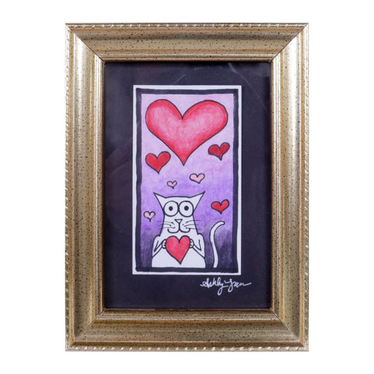 Small Cat with Heart - Framed Original