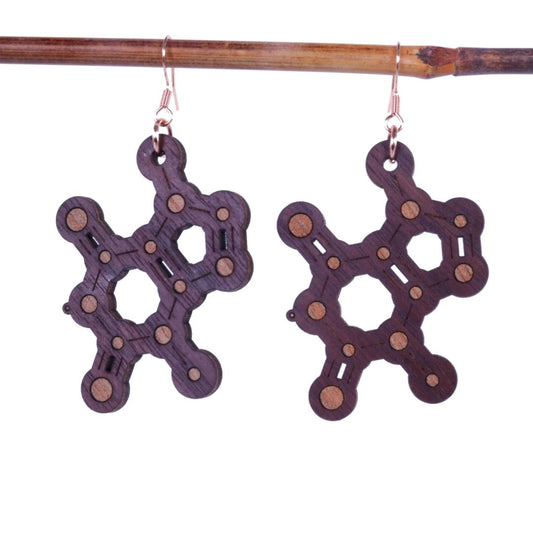 Theobromine Molecule laser cut earring rose gold