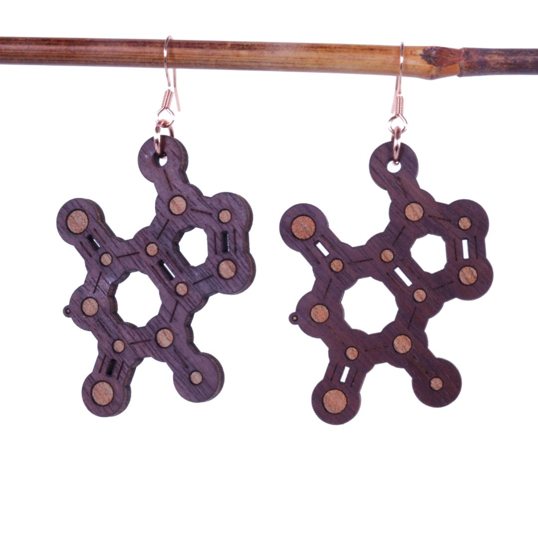 Theobromine Molecule laser cut earring stainless