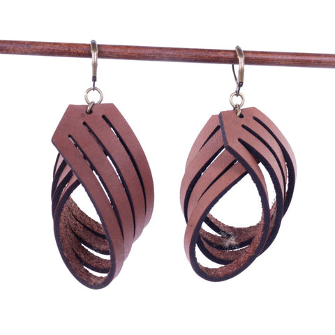 Natural Brown Leather Earrings