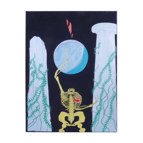 Crystals and Moon - Painting with Skeleton