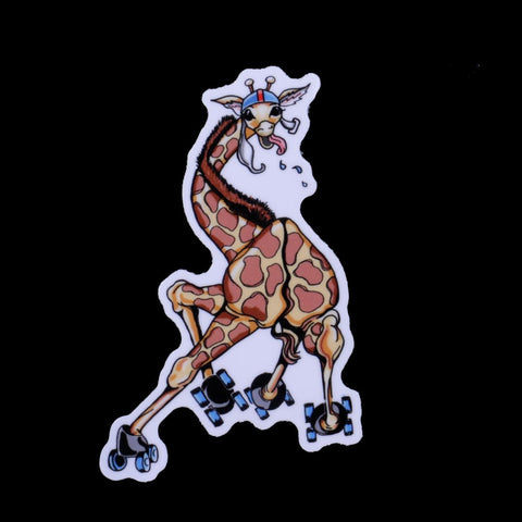 Roller Skating Giraffe Sticker