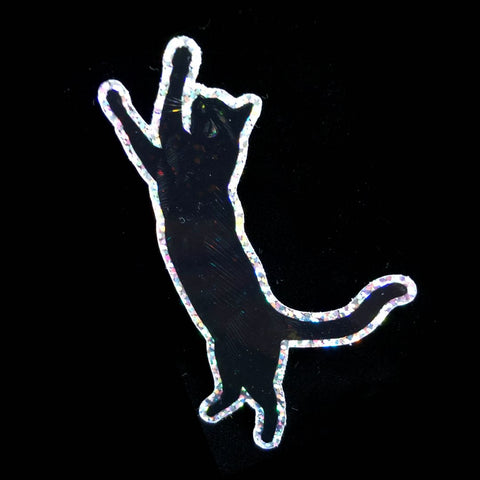 Black Cat Stretched Sparkle Sticker