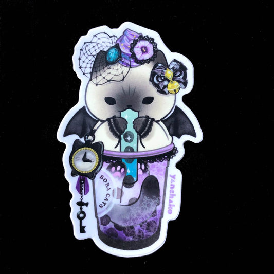 Gothic Ube Dreams Boba Cat Sticker