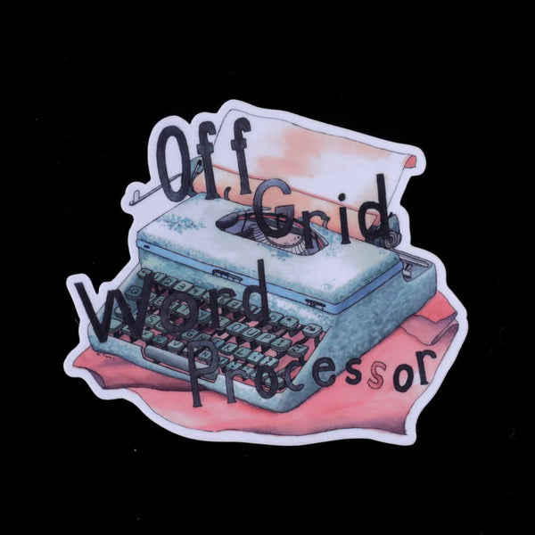 Off Grid Word Processor typewriter sticker