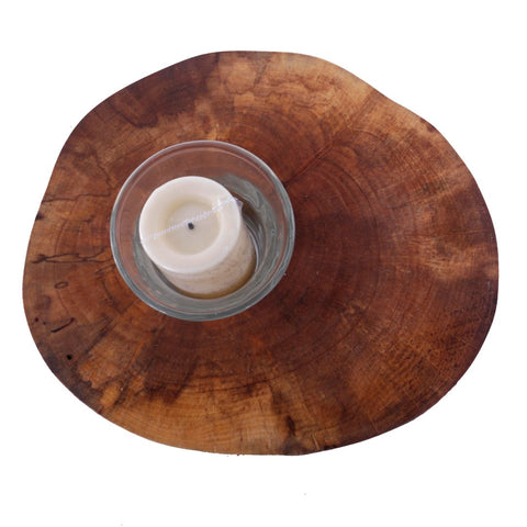 Wood Base with Glass Votive Candle Holder