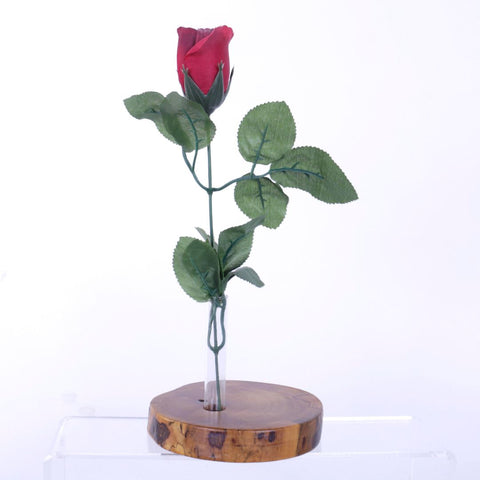 Wood Base with Glass Flower Holder