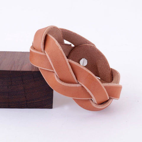 Natural Mystery Braid Leather Cuff Bracelet