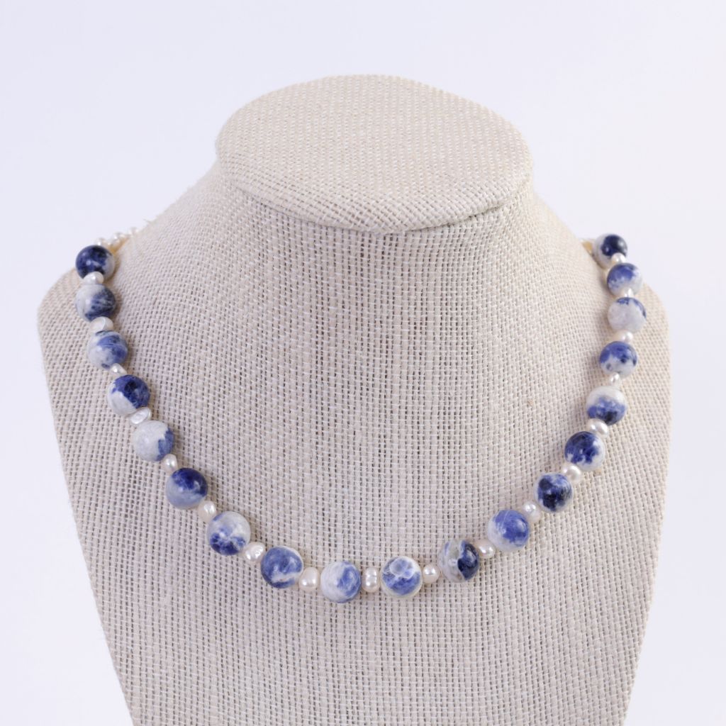 Sodalite and Pearl Necklace