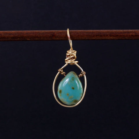 Small Wire Wrapped Pendant - Turquoise Colored  Stone