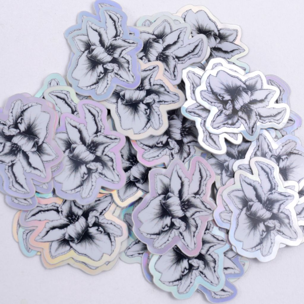 Tipsy Tulips mini Hologram Flower Sticker