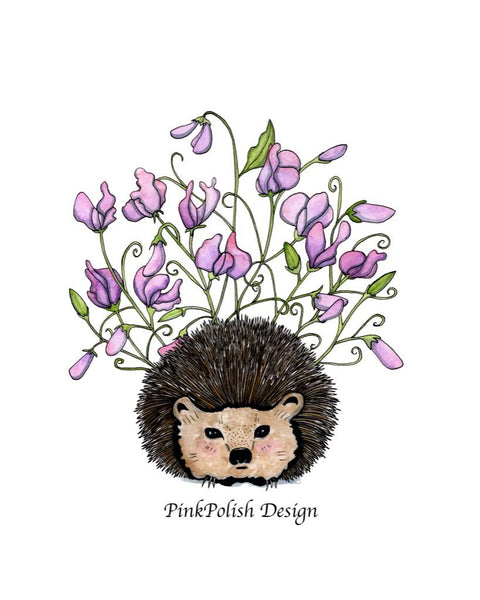 Sweet Pea Hedgehog Art Print