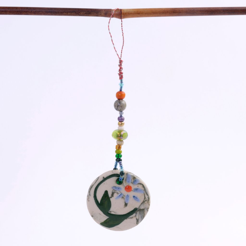 Beaded Floral Porcelain Goddess Bauble Hanging