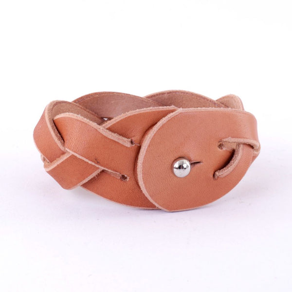 Natural Mystery Braid Leather Cuff Bracelet