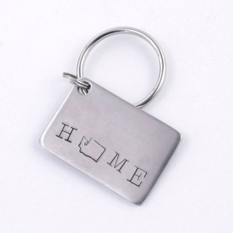 HOME Washington State Stainless Steel Key Fob